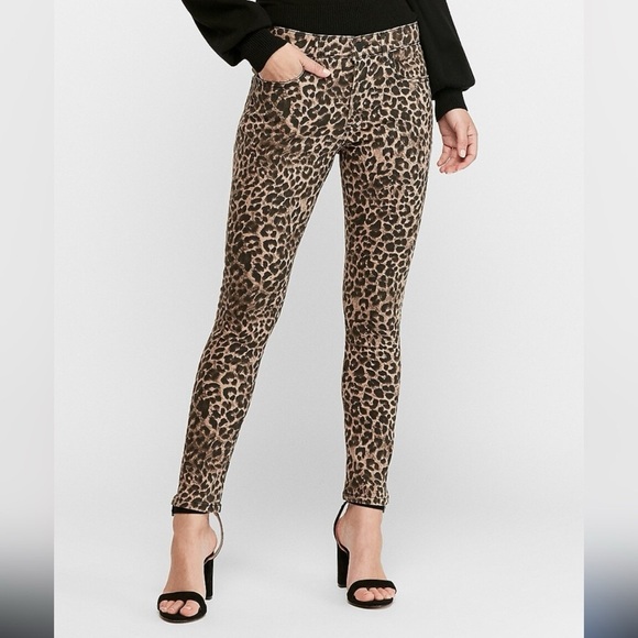 Vintage GUESS 1981 Power Skinny Leopard Animal Print Denim Jeans Size 27 RARE - Picture 1 of 6